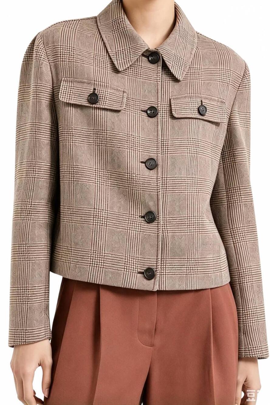NEW BRUNELLO CUCINELLI women's prince of wales jacket in brown windsor check